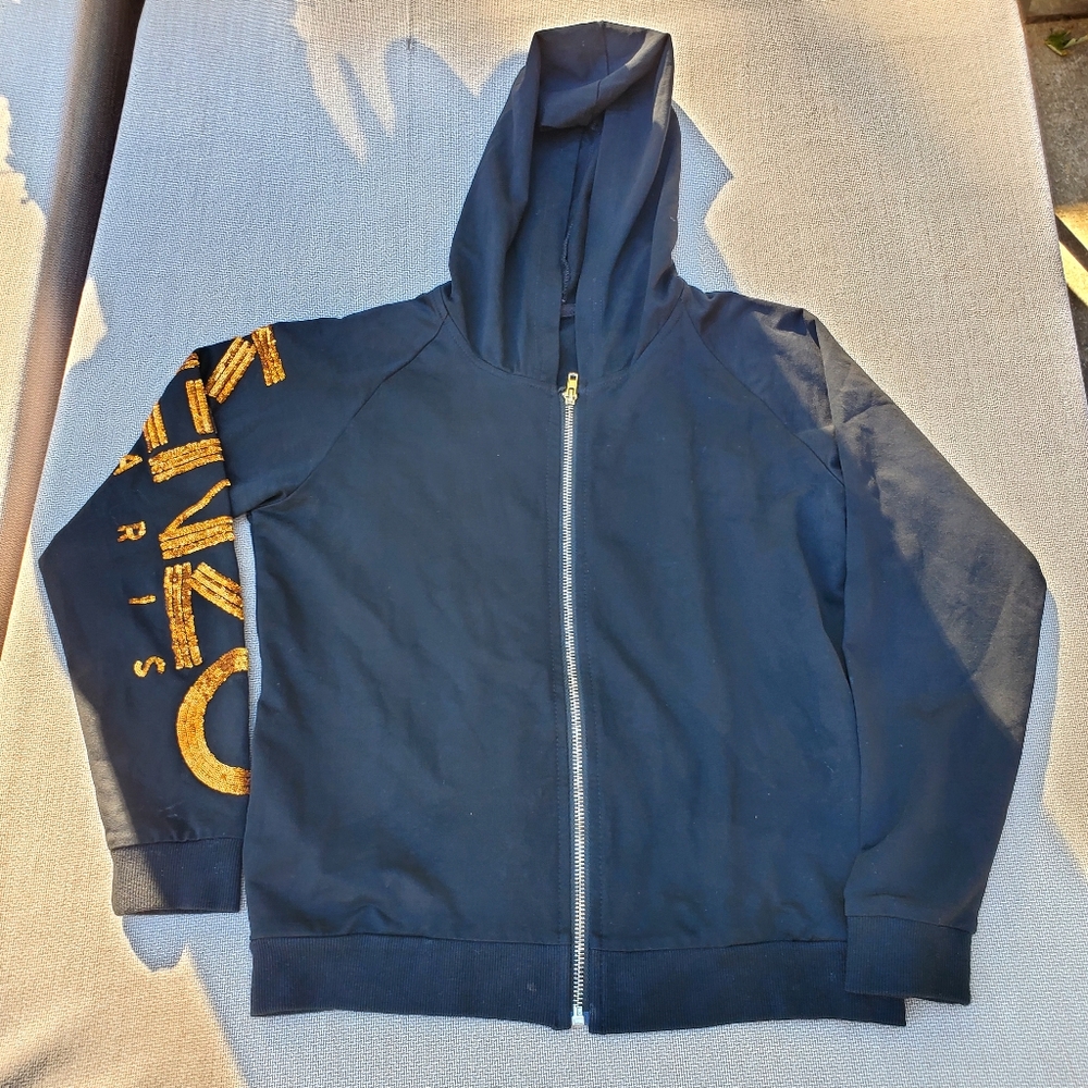 3/$100 Kenzo Black Hoodie with Gold Sequin Logo